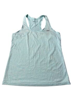 Under Armour HeatGear Racerback Tank Top Light Blue Heathered Medium